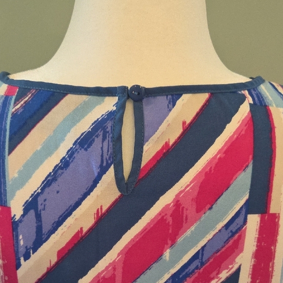 Bob Mackie Wearable Art In Pink and Blue Abstract 3/4 Sleeve Tunic Women's M - Picture 5 of 9